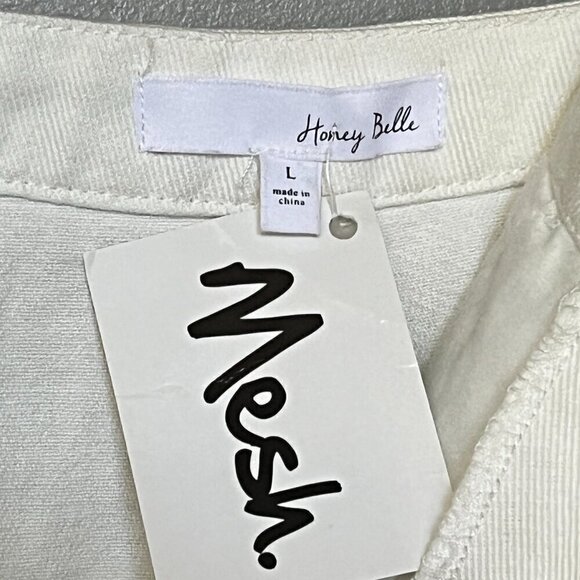 Honey Belle skirt asymmetrical Button Up White Denim Jean Size Large NWT - Picture 5 of 8